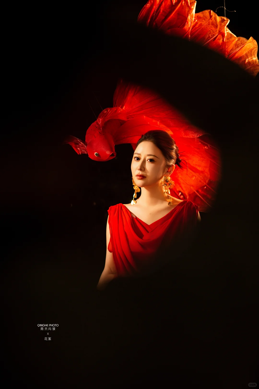 红色锦鲤大同新年写真