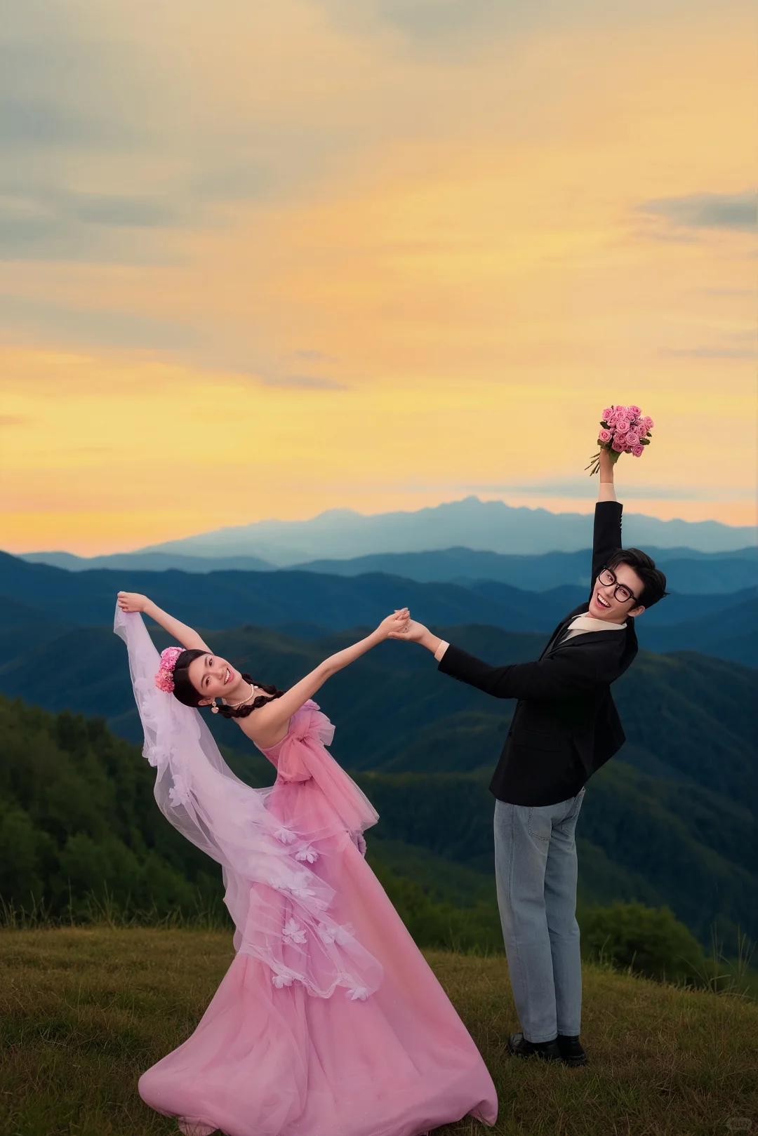 长治婚纱照|夕阳美景外景婚纱照