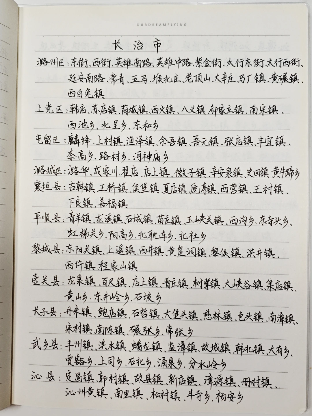 长治市行政区划（精确到街道）