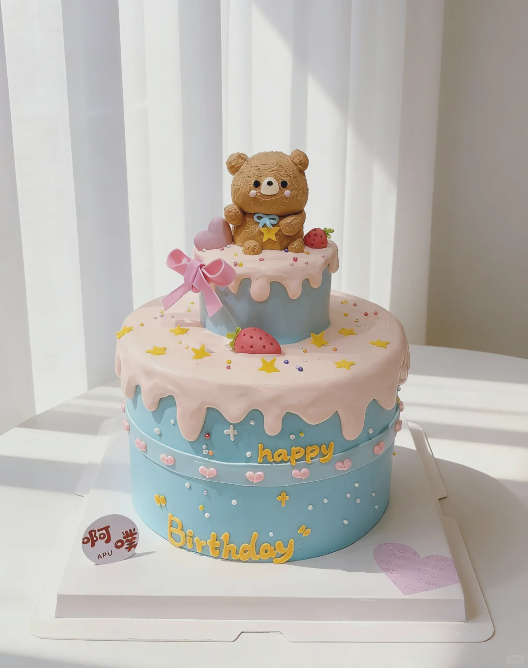 太原蛋糕 小熊淋面双层蛋糕
