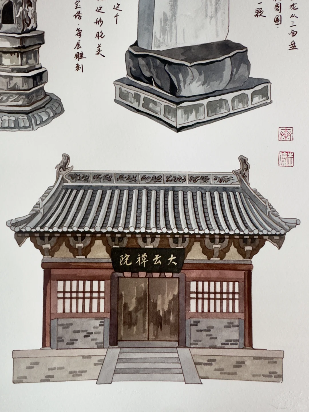 我在山西画文物—还是长治大云院！！！