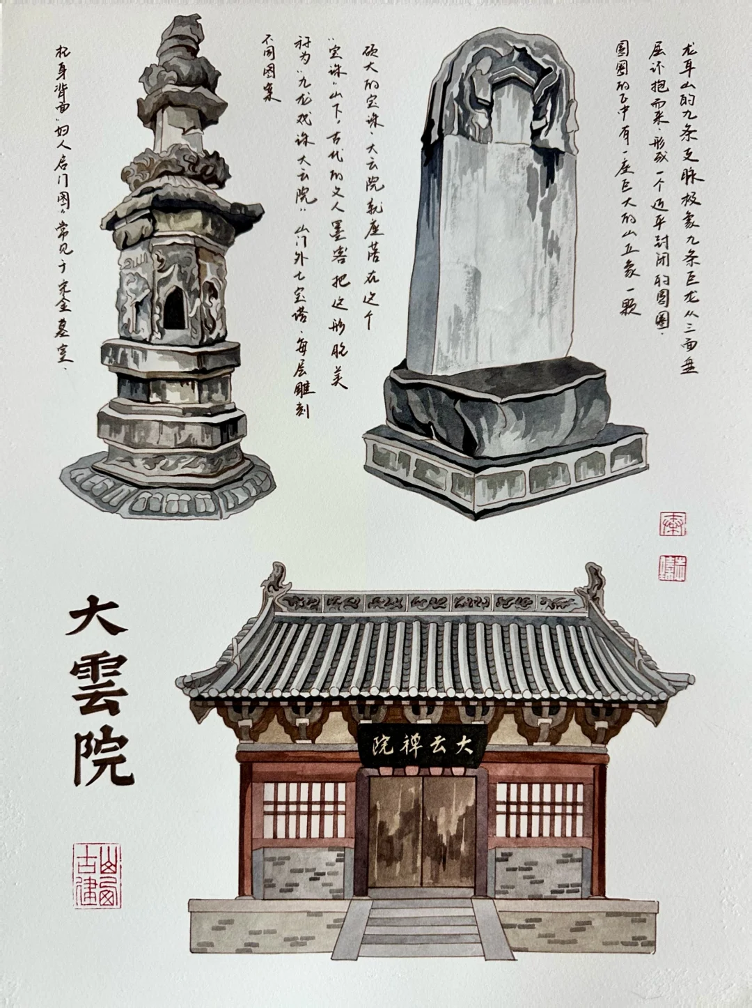 我在山西画文物—还是长治大云院！！！