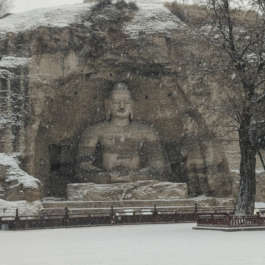 云冈石窟12.12大雪实况！！雪景美疯了！！