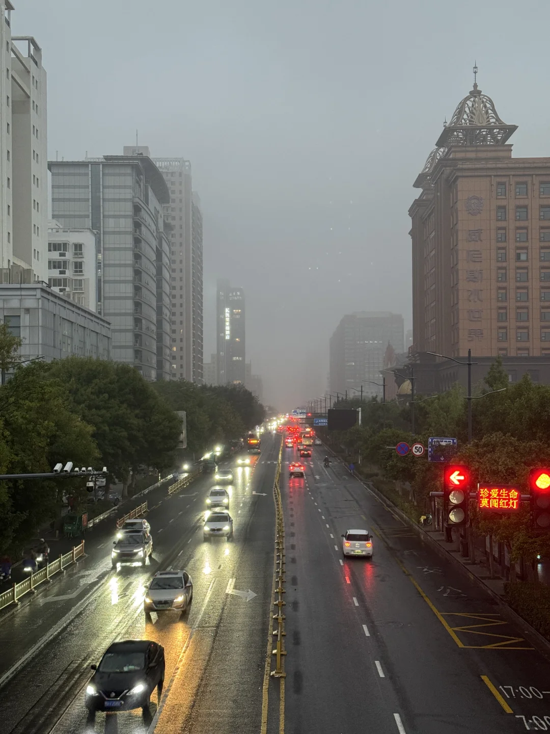 今天冒着雨拍郑州街景，风景不输江南！