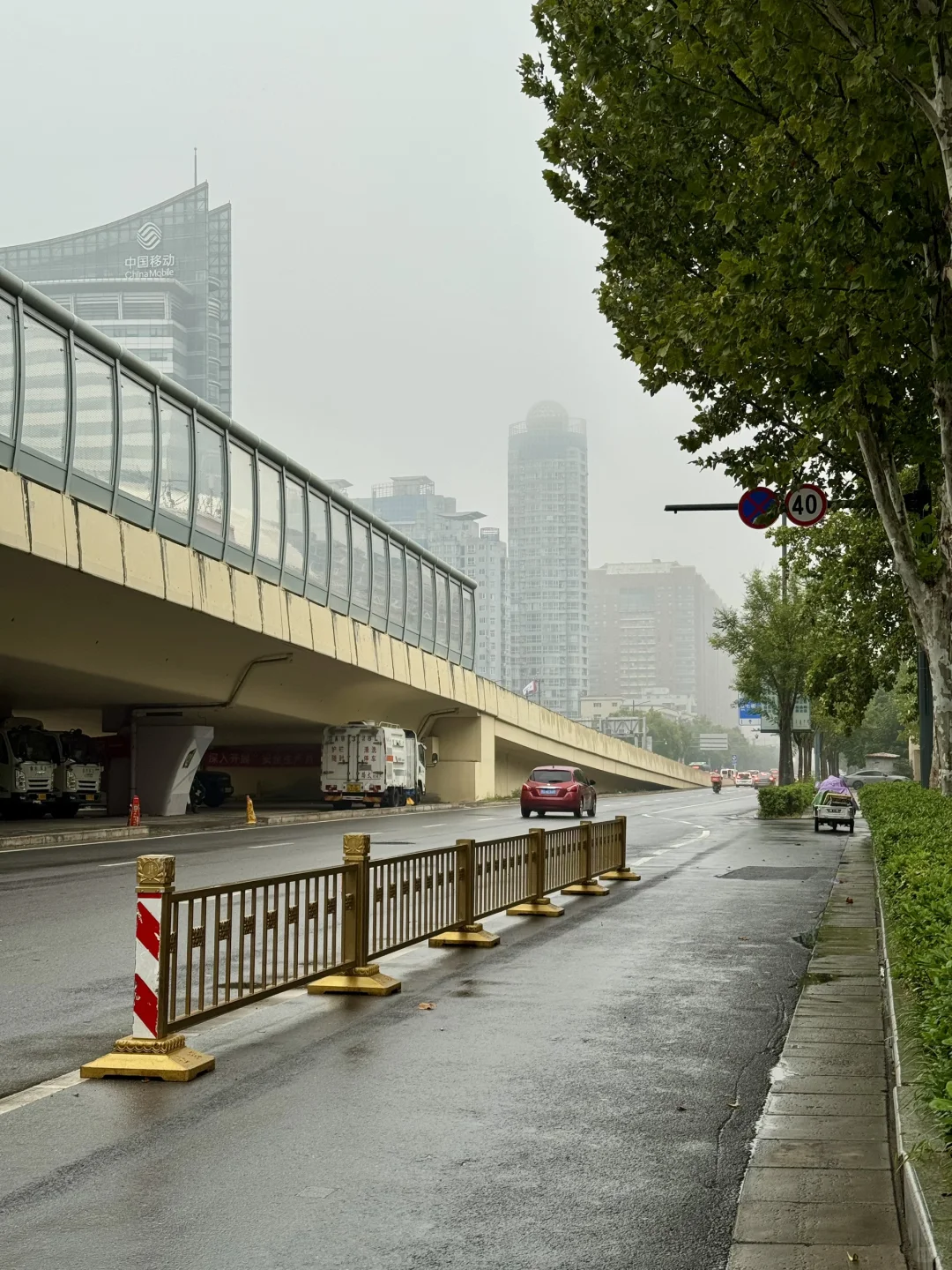 今天冒着雨拍郑州街景，风景不输江南！