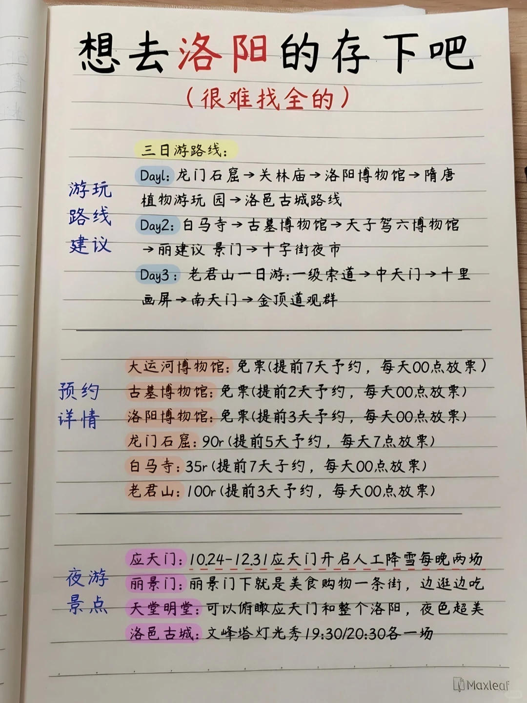 12🈷️去计划洛阳的存下吧！直接抄作业