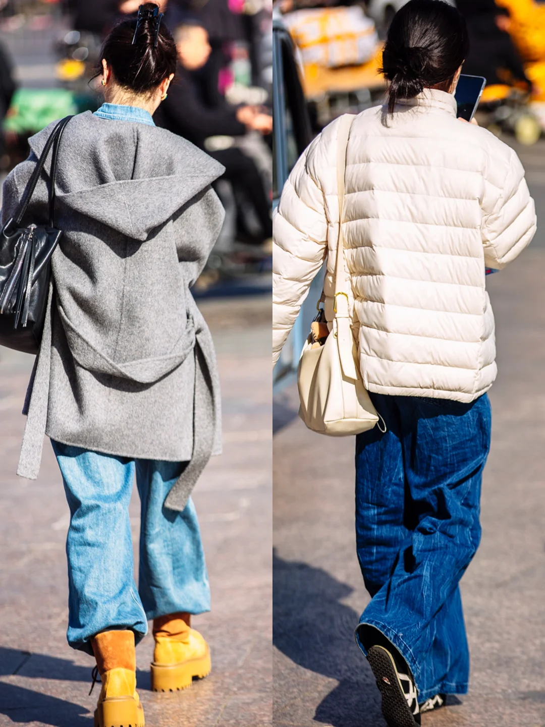 郑州街拍l周日，是一些冬季蓝色系棉服合集