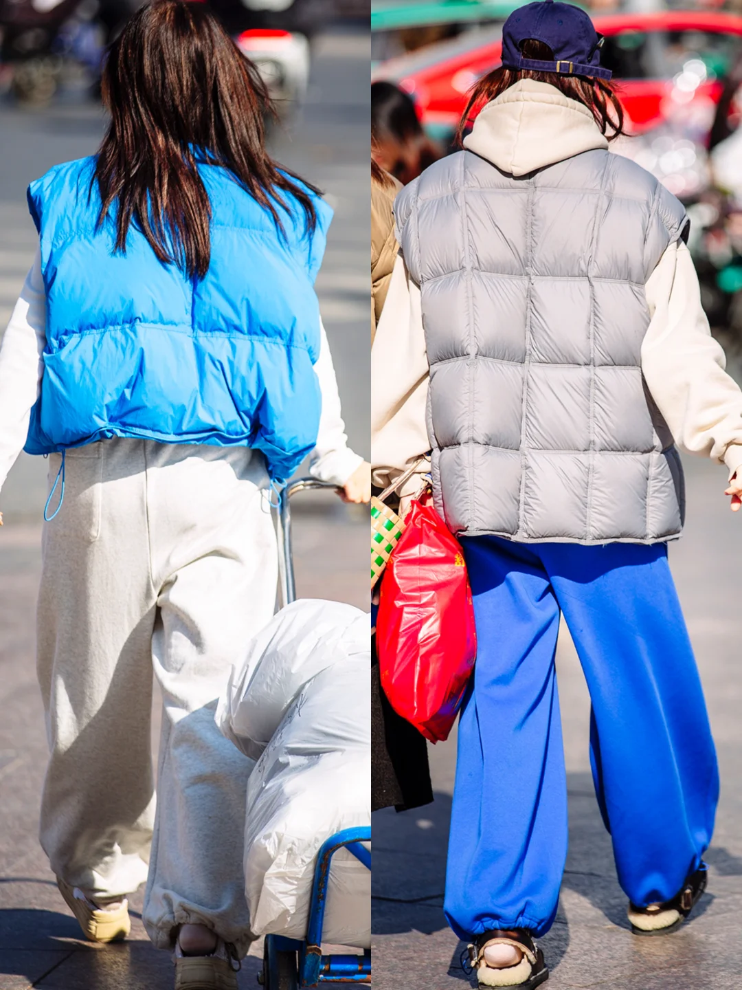 郑州街拍l周日，是一些冬季蓝色系棉服合集