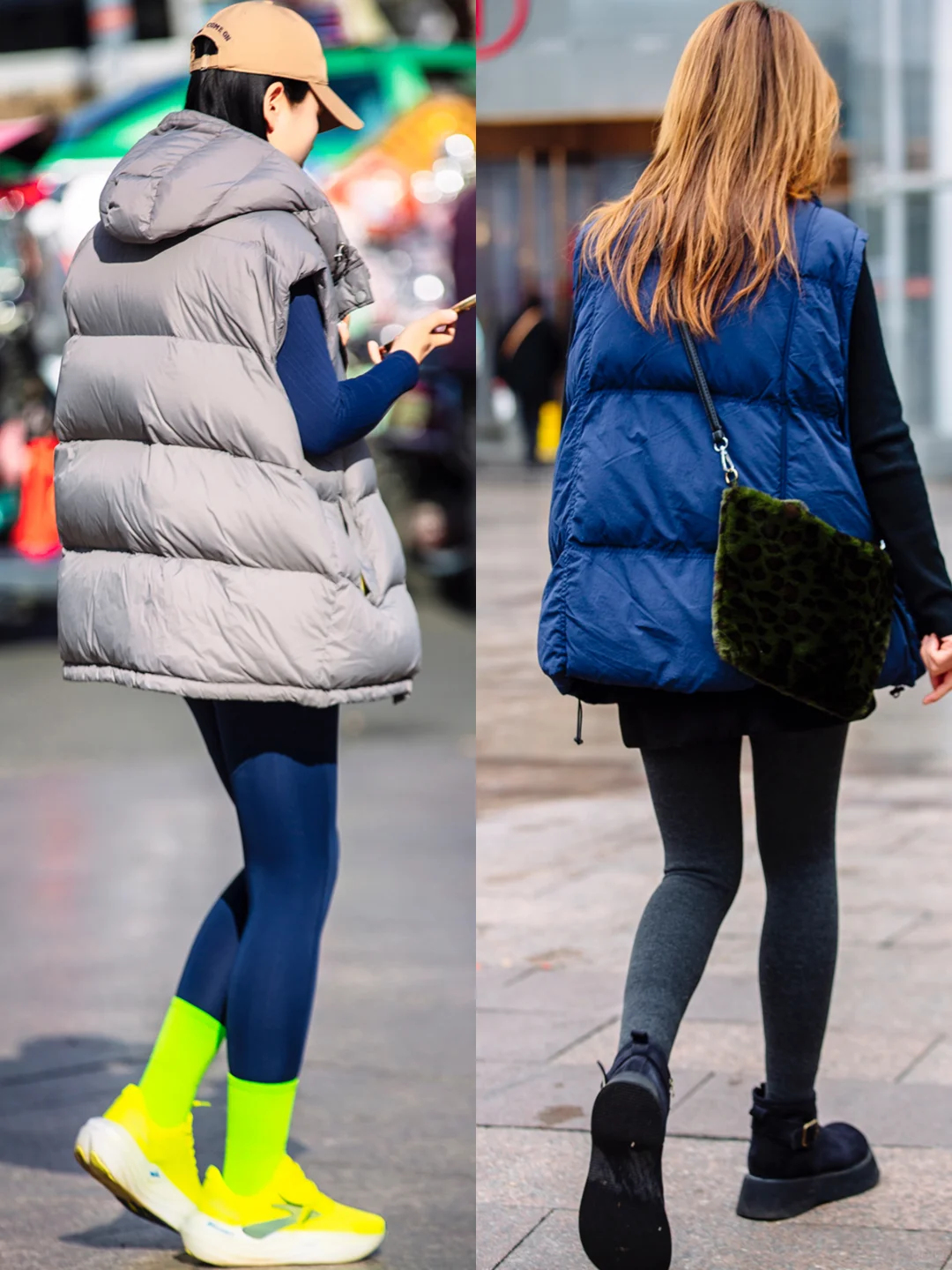 郑州街拍l周日，是一些冬季蓝色系棉服合集
