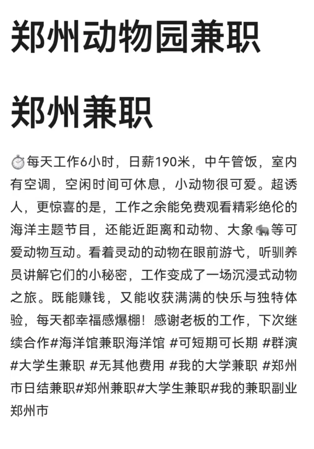 郑州海洋馆兼职大揭秘✨