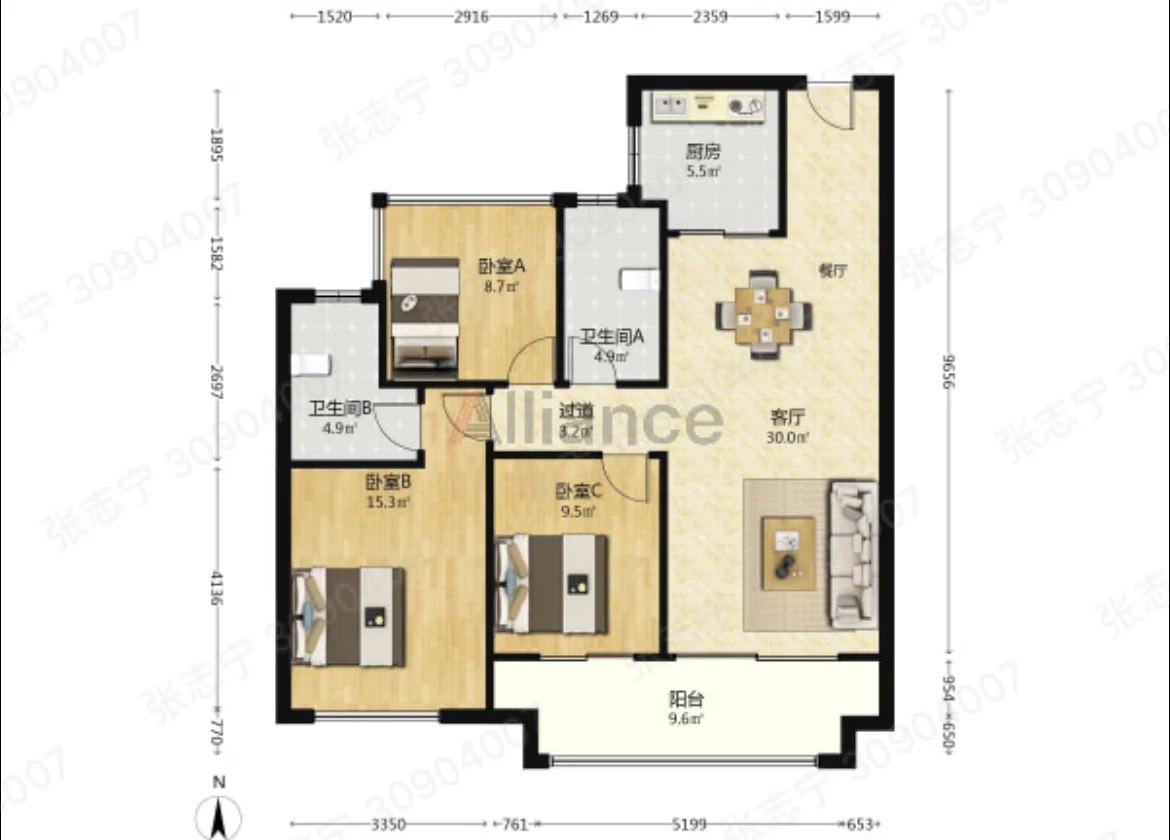 洛阳碧桂园玖锦台119平三房～出售