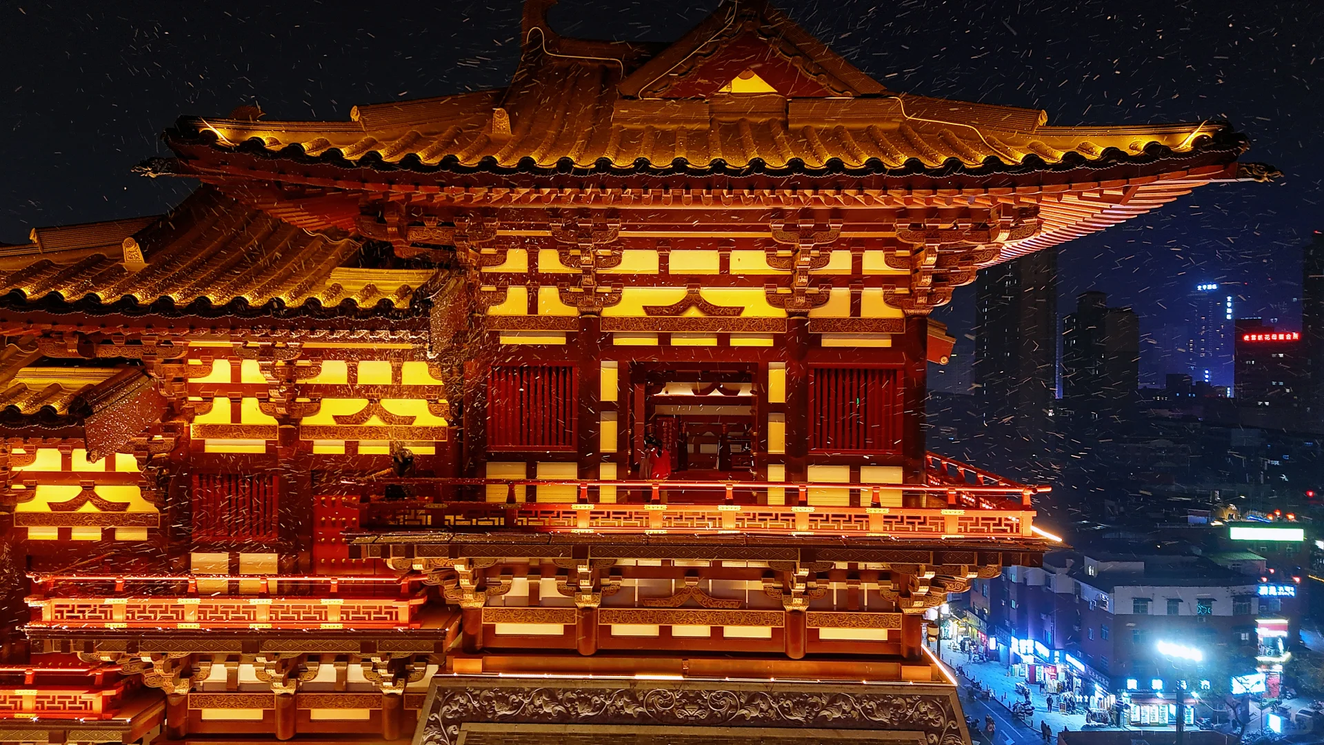 洛阳应天门天堂明堂夜景