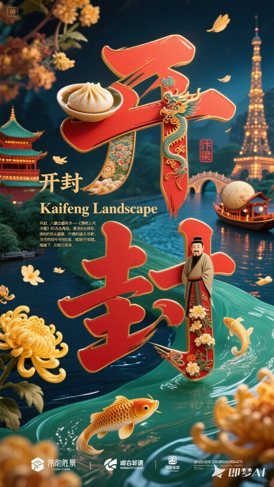 Ai直出 城市宣传海报。deepseek+即梦无敌了