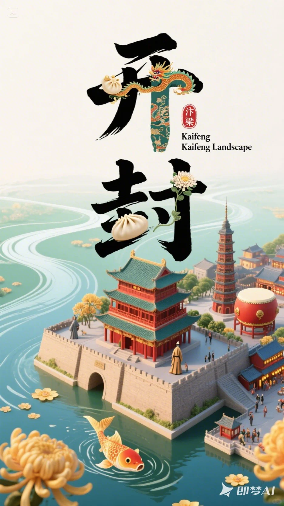 Ai直出 城市宣传海报。deepseek+即梦无敌了