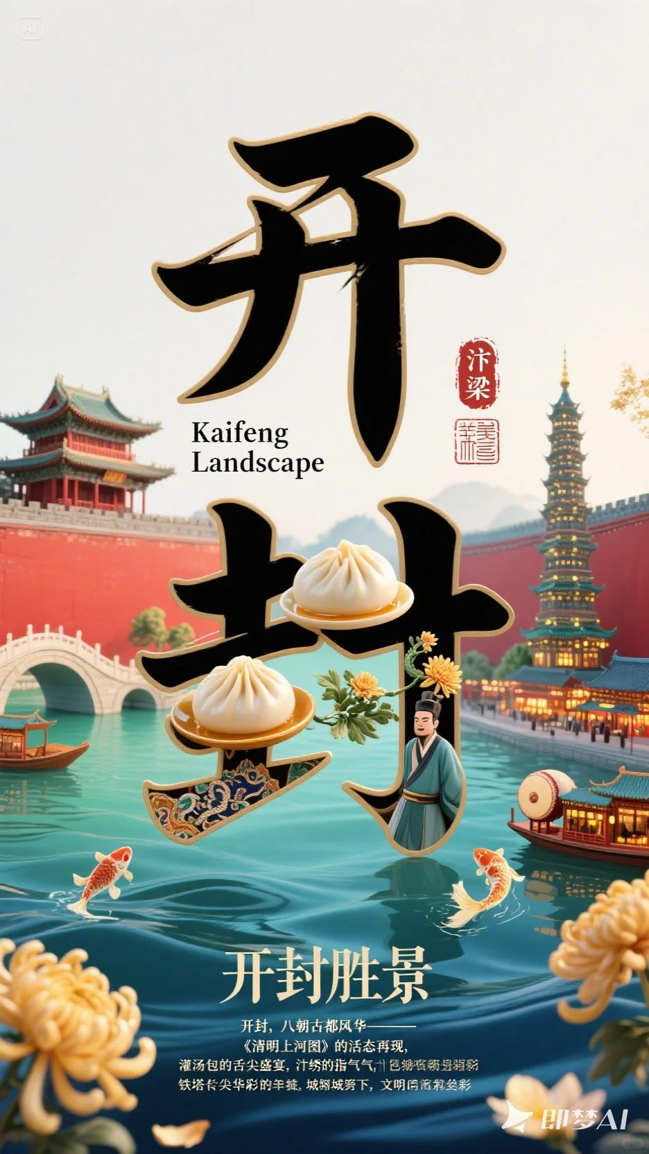 Ai直出 城市宣传海报。deepseek+即梦无敌了