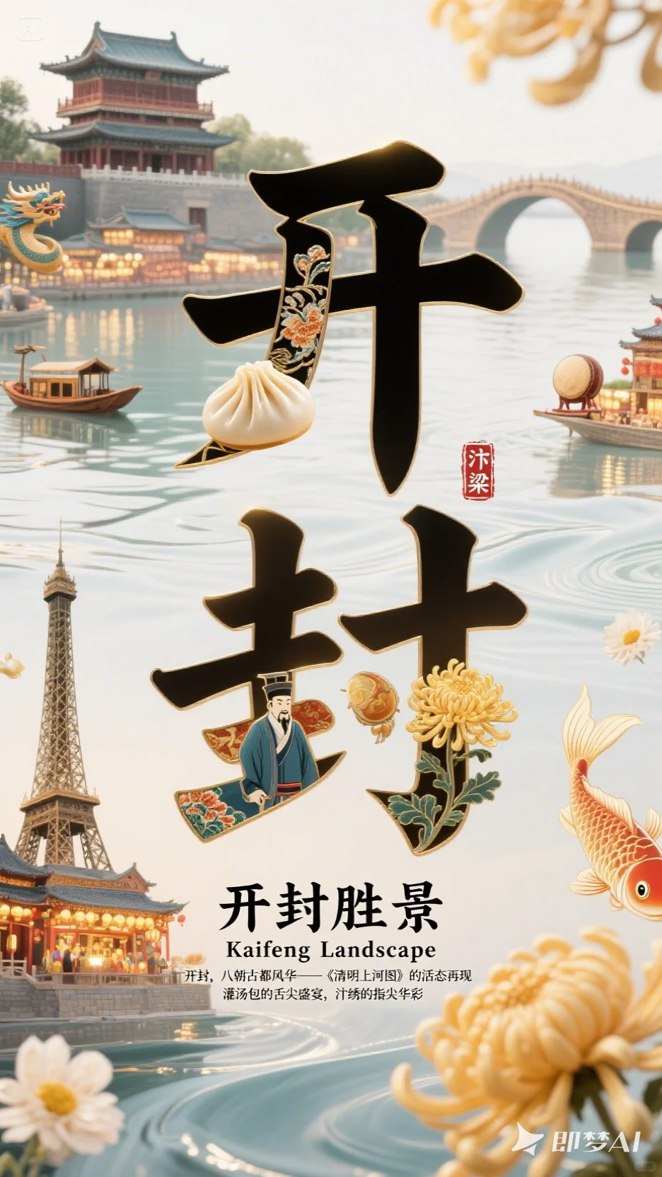 Ai直出 城市宣传海报。deepseek+即梦无敌了