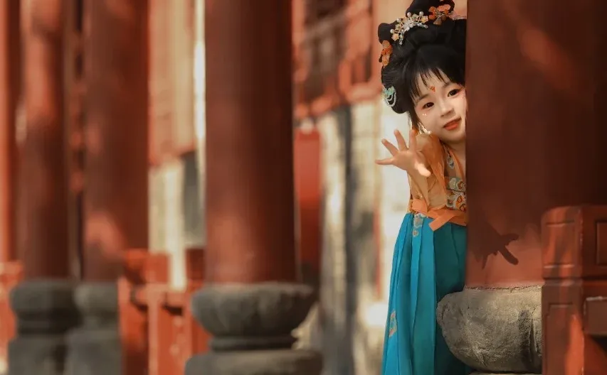 小唐风亲子照超可爱滴