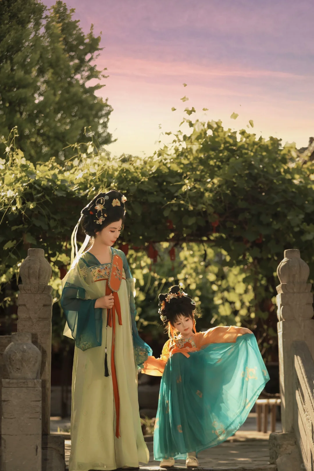 小唐风亲子照超可爱滴