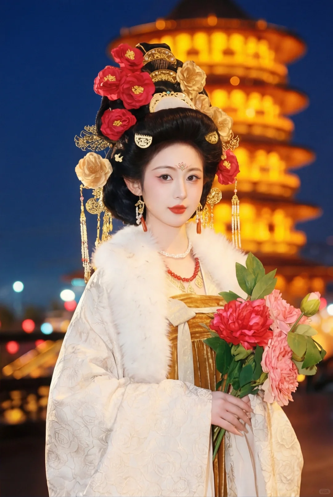 也没人告诉我洛阳的黄色披风唐装这么出片啊