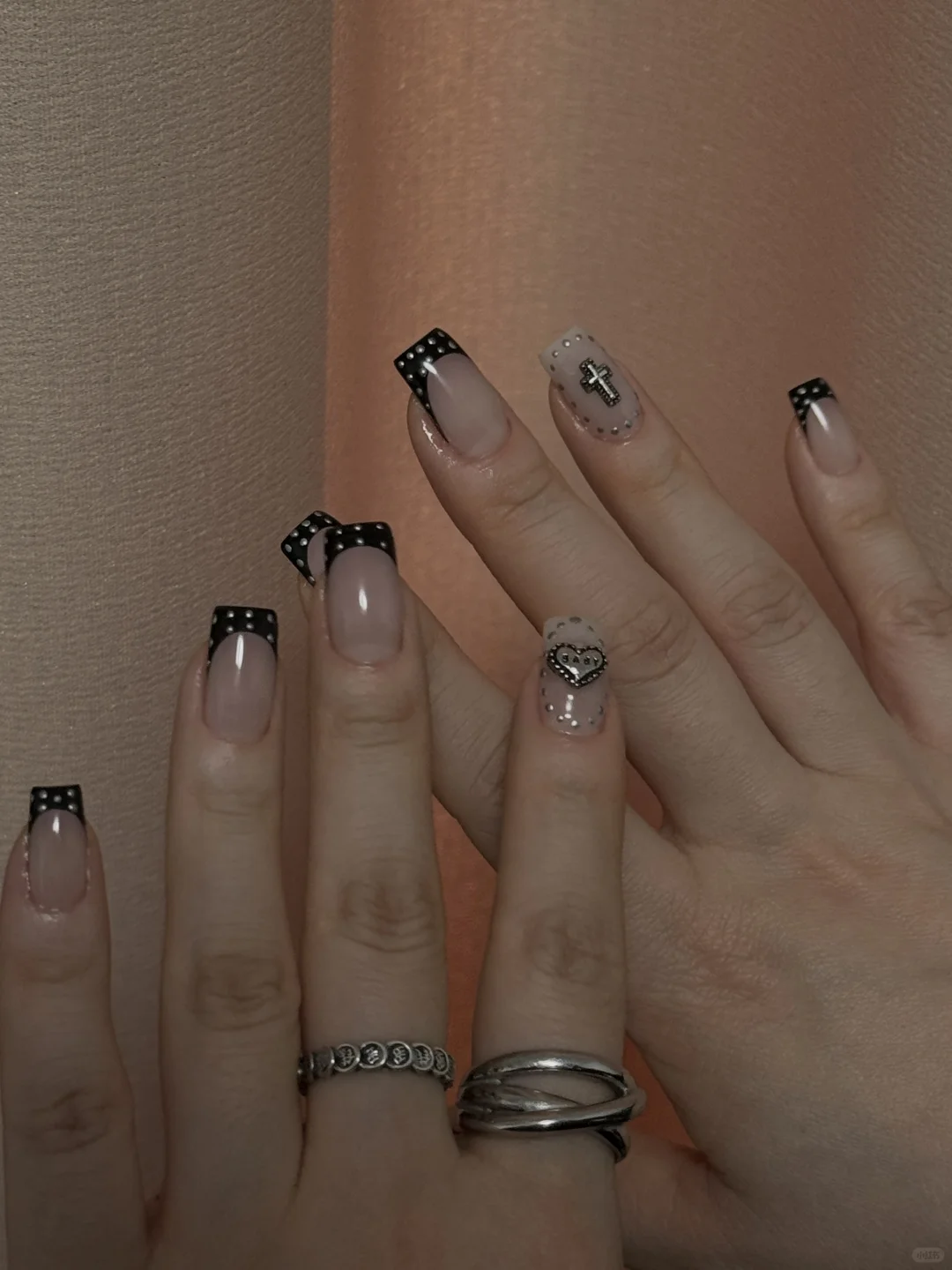 安阳美甲｜黑色法式克罗心♣️