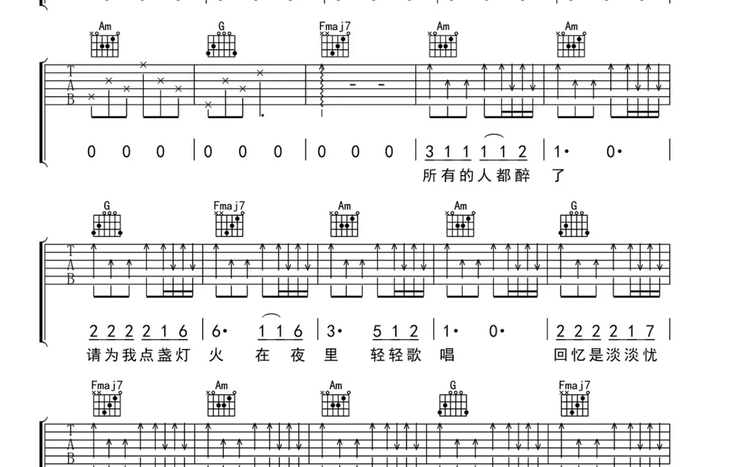 《安阳》吉他谱痛仰乐队