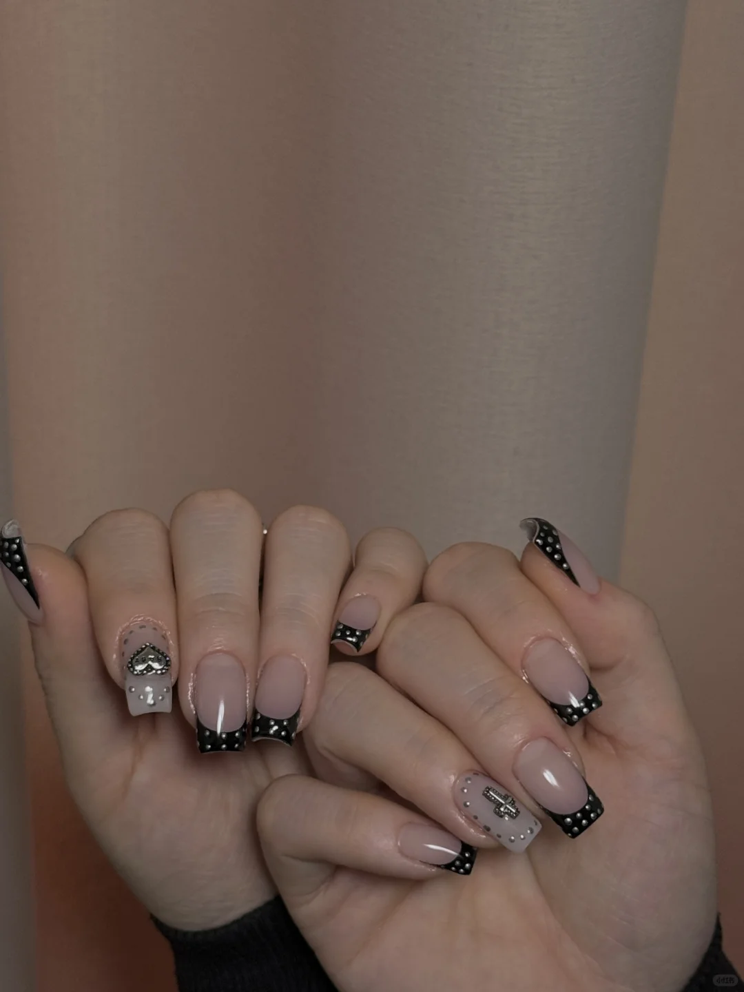 安阳美甲｜黑色法式克罗心♣️