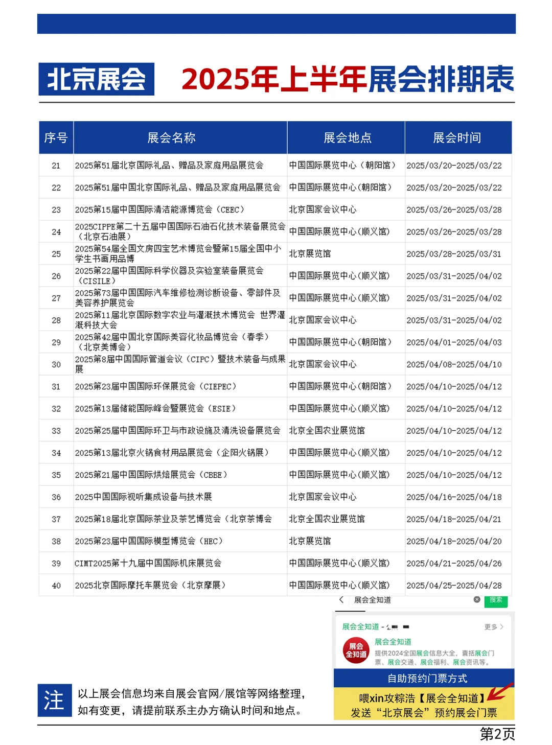 北京展会2025年排期一览表(持续更新)