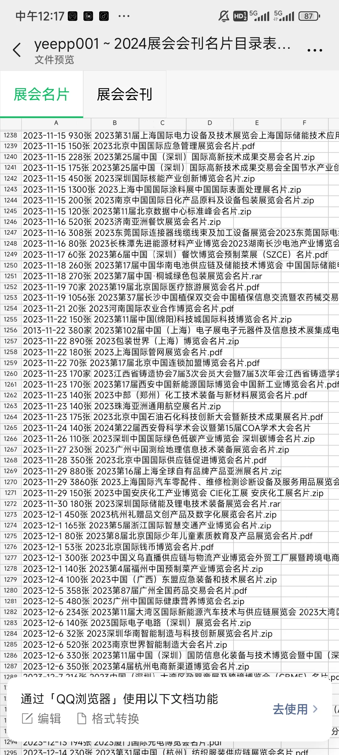 2024年最新国内展会名片会刊资源，需要滴滴
