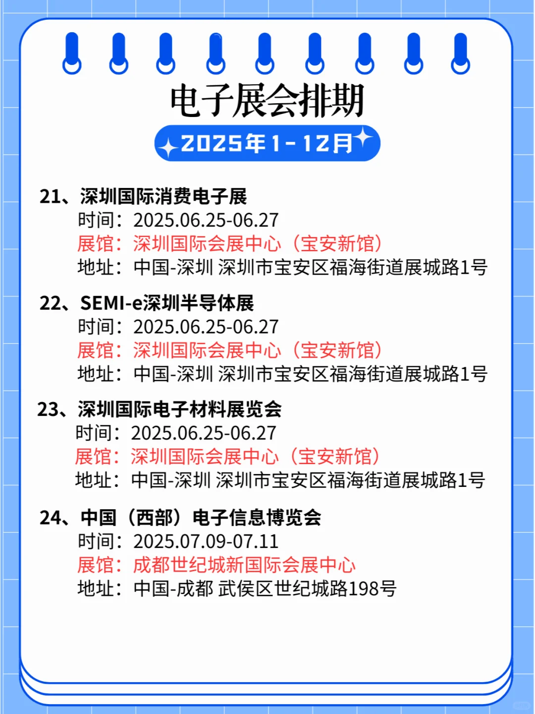 2025全国电子展会预告：精彩日程提前一览