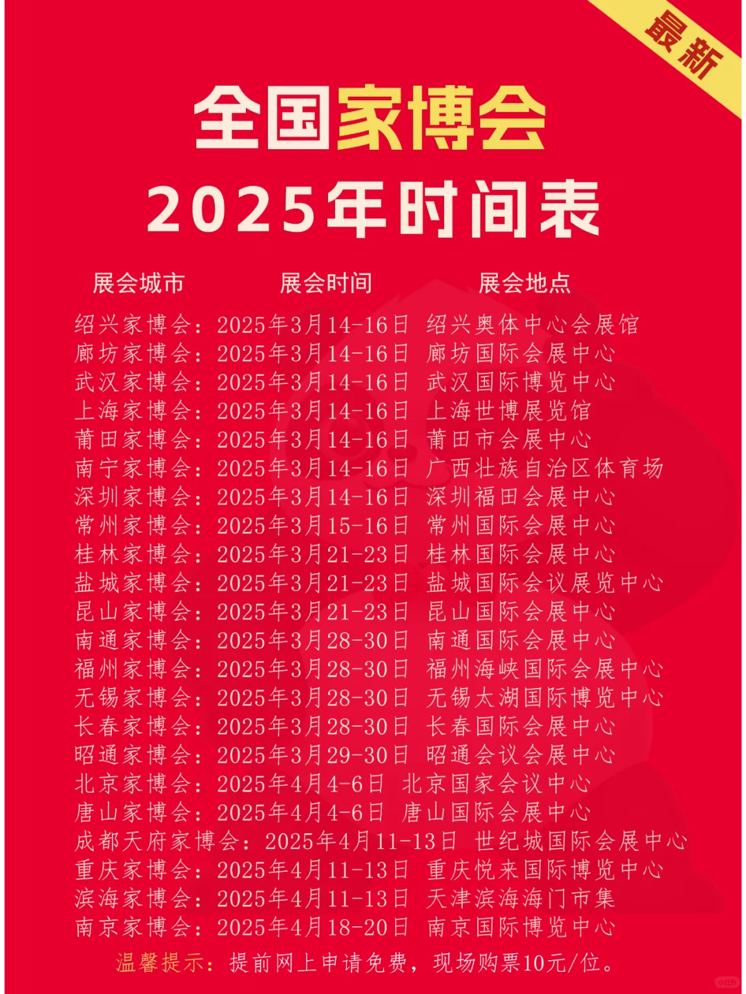 全国家博会2025时间表（地点+门票）已更新