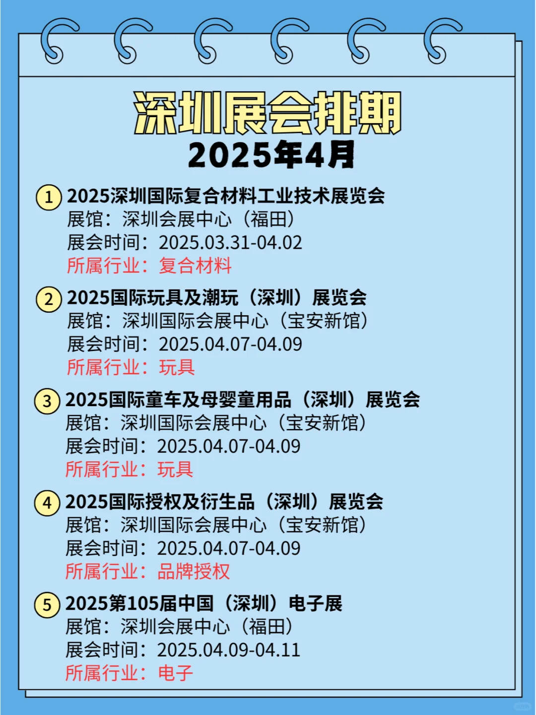 ?2025年4月份深圳各行业展会排期 ?