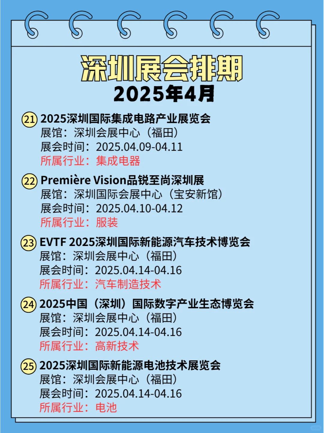 ?2025年4月份深圳各行业展会排期 ?