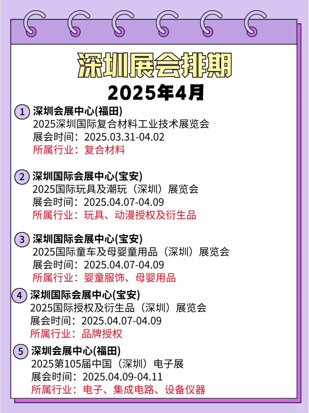 2025年深圳4月展会排期