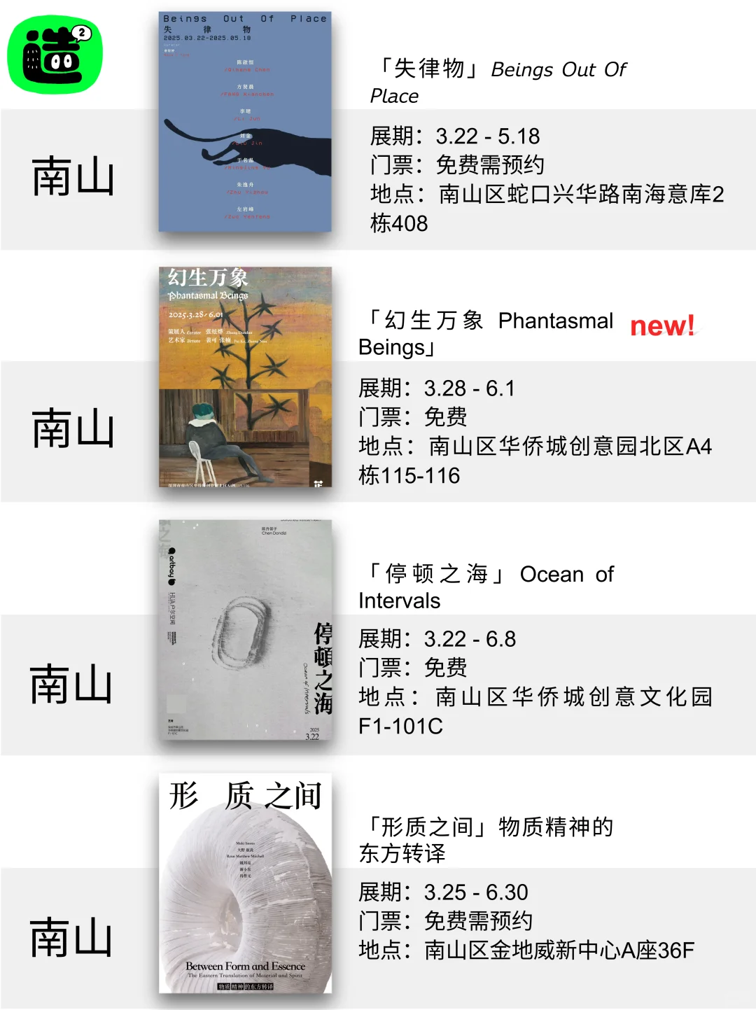 深圳4月展览！精选64个！超多免费新展！！