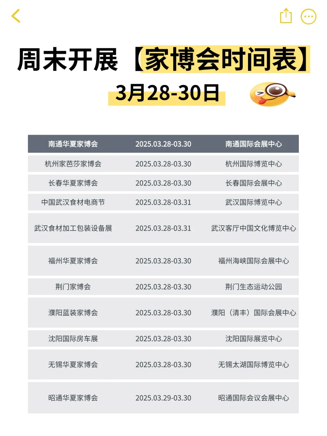 本周末开展！3月28-30日展会时间表来了