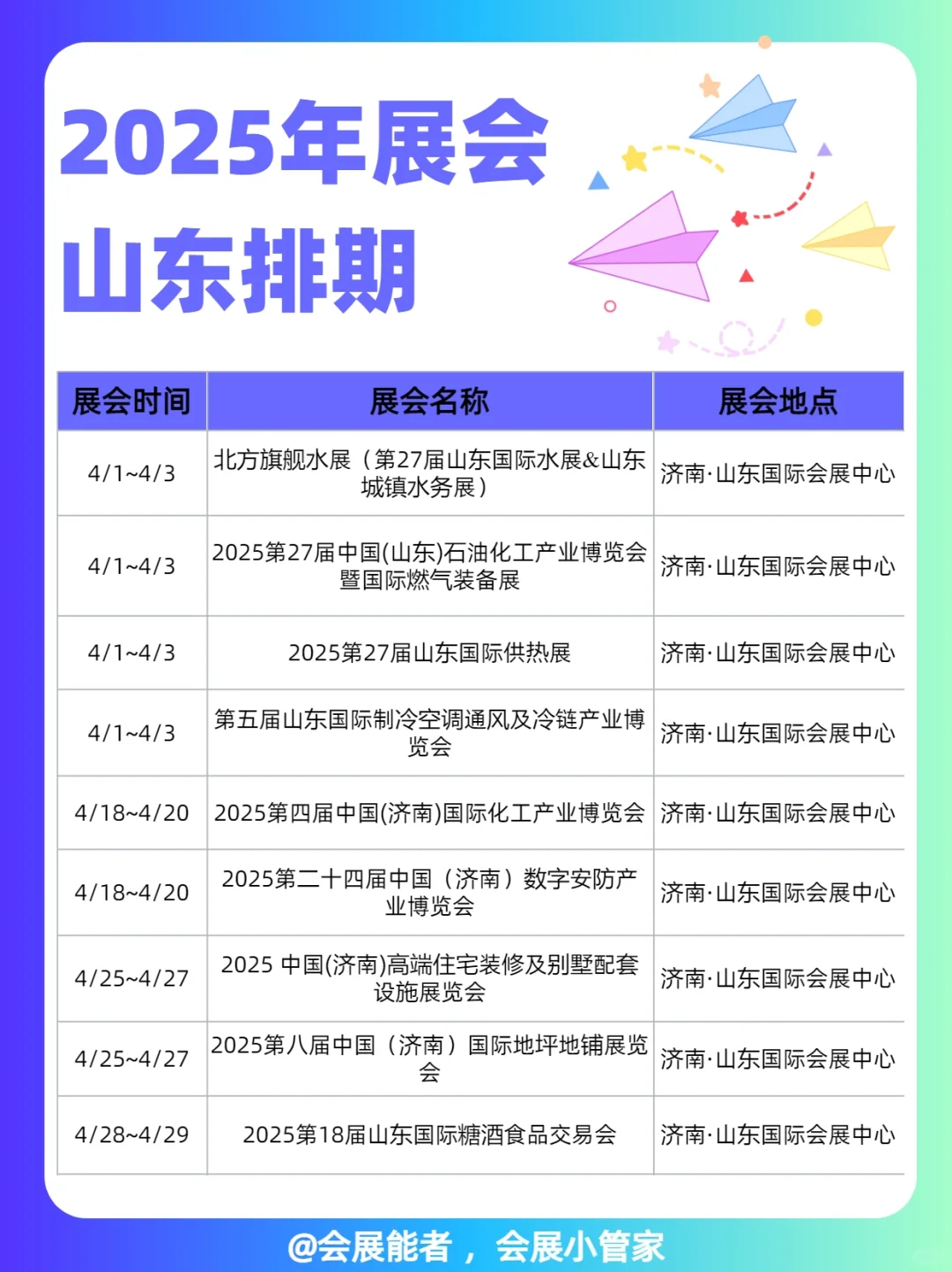 山东全行业展会排期表，商机无限 只等你来