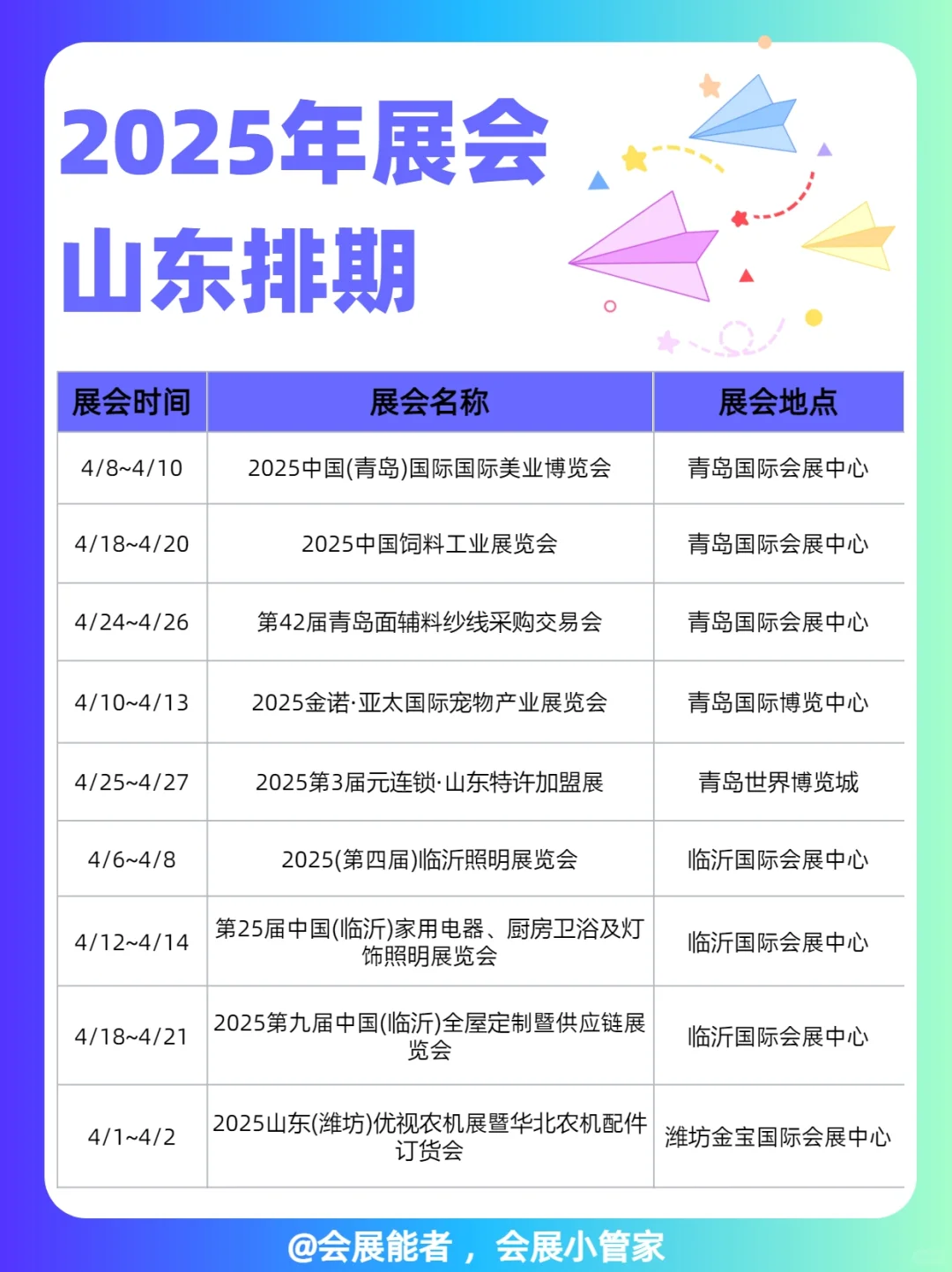 山东全行业展会排期表，商机无限 只等你来