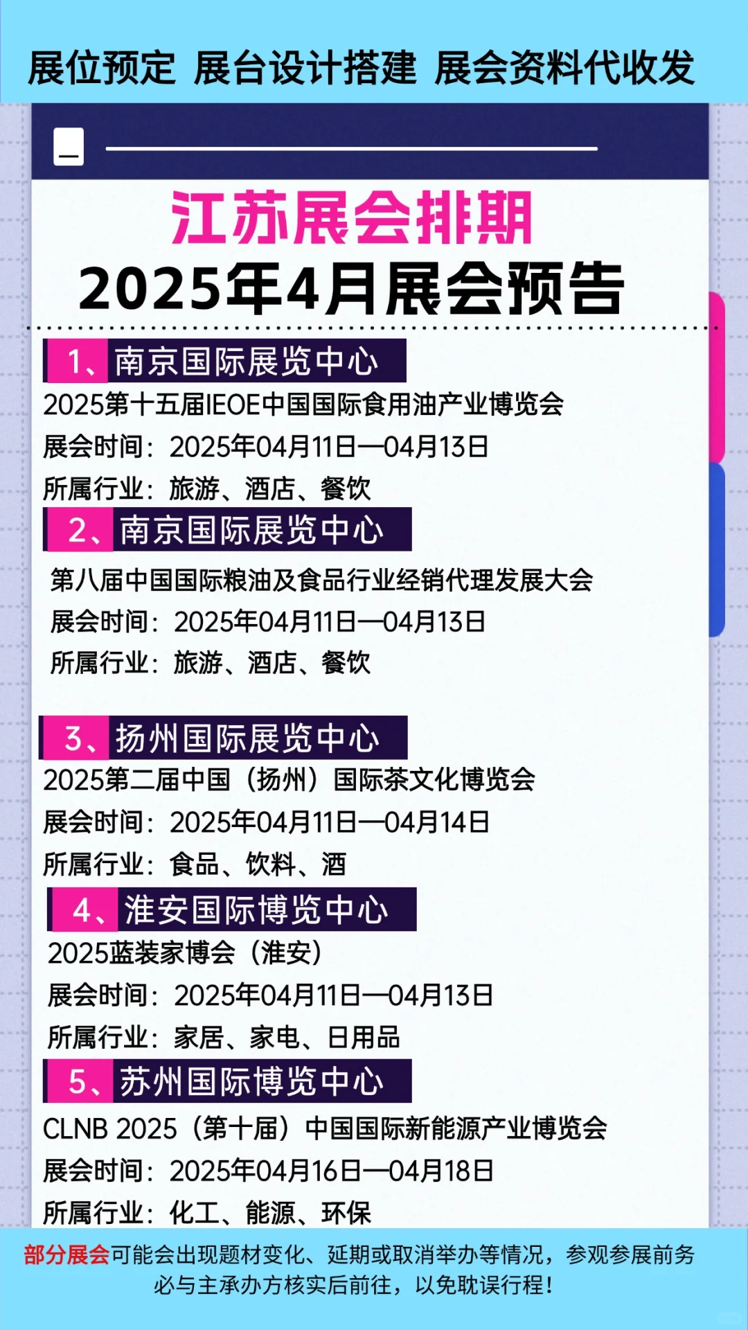 2025年4月江苏展会排期大全一览表