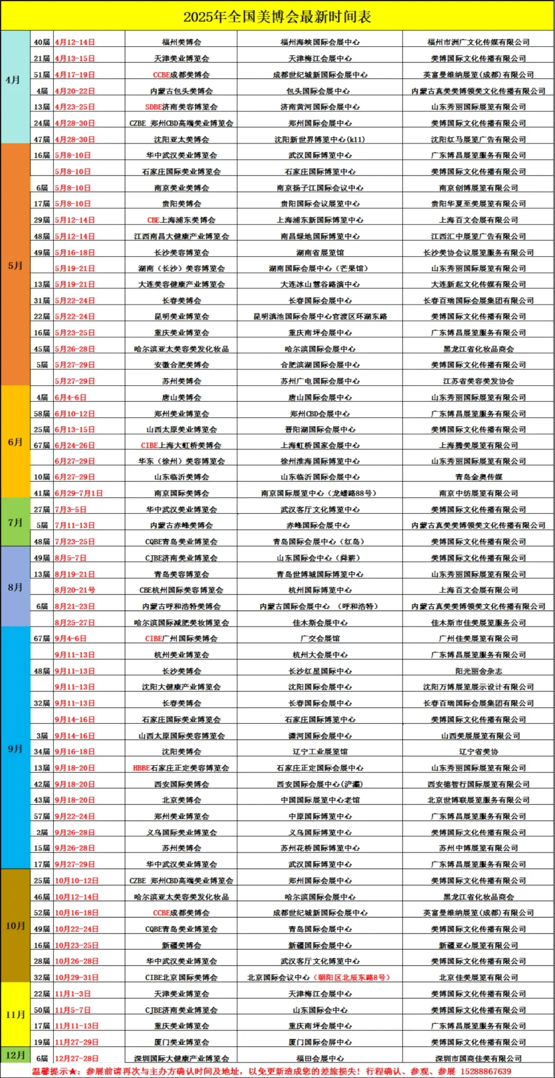 2025年全国美博会时间表已更新