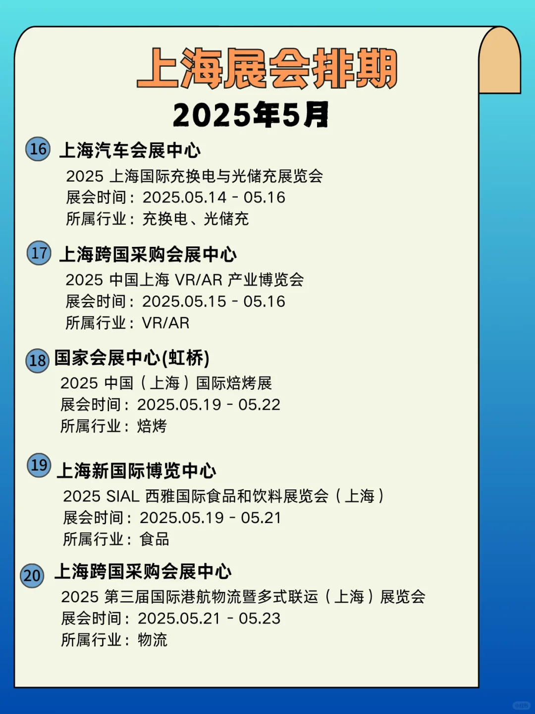 2025年上海5月展会时间｜上海展会指南来啦