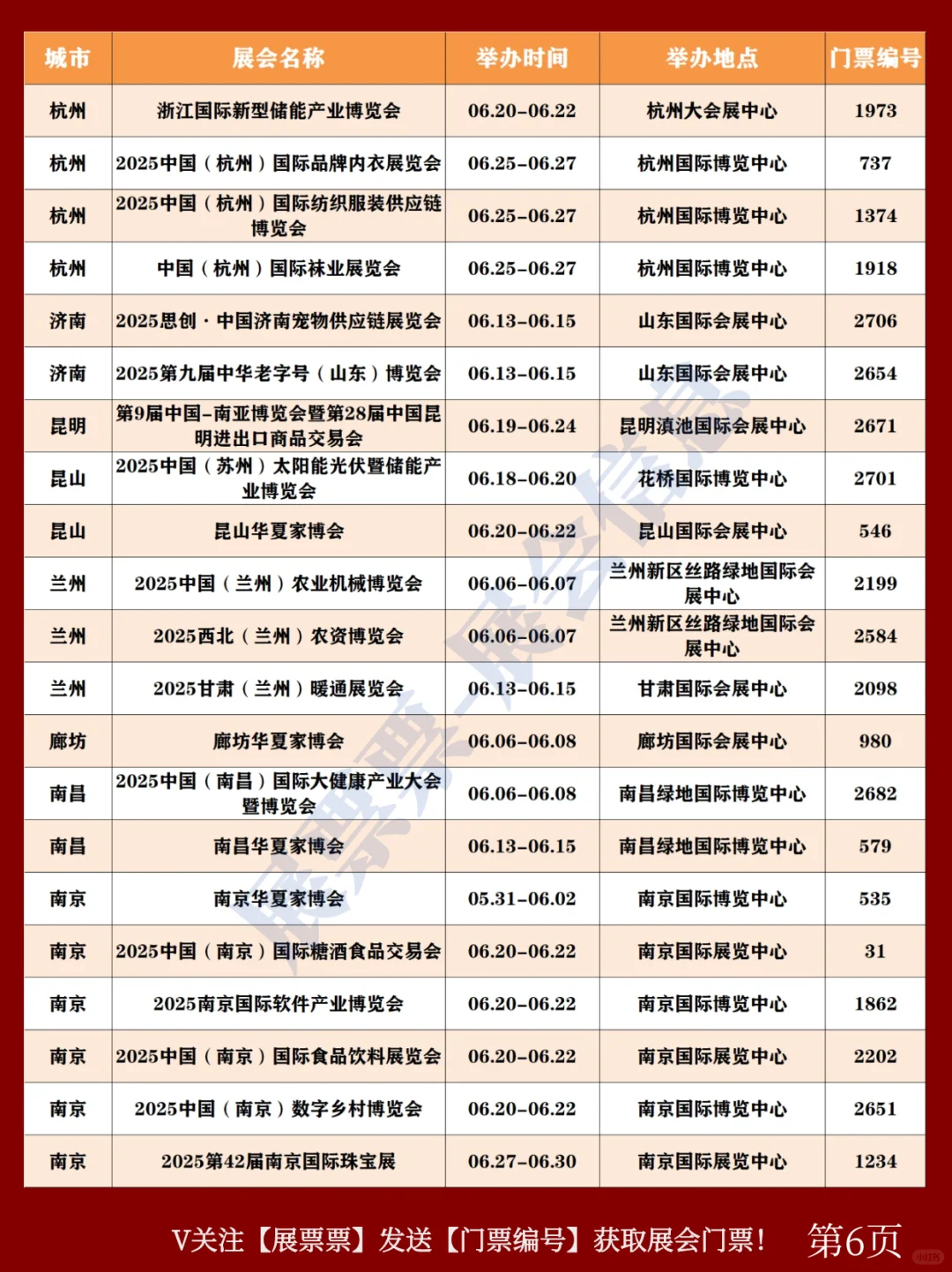 最新❗2025年6月份全国展会排期表(共274场)