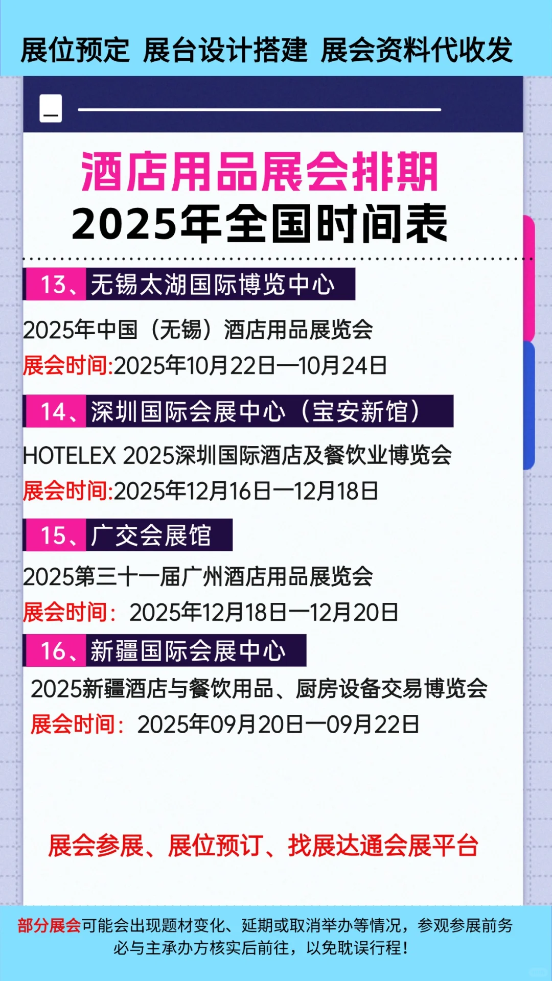 2025年全国酒店用品及餐饮业展会排期一览表