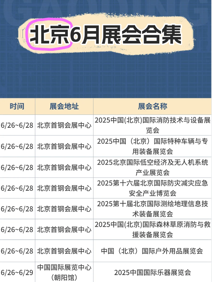   速存！北京6月展会提前为大家整理出来