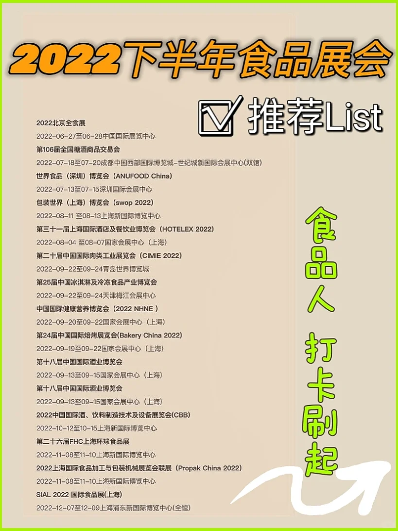 ?收藏!2022下半年食品展会,食品人必逛list