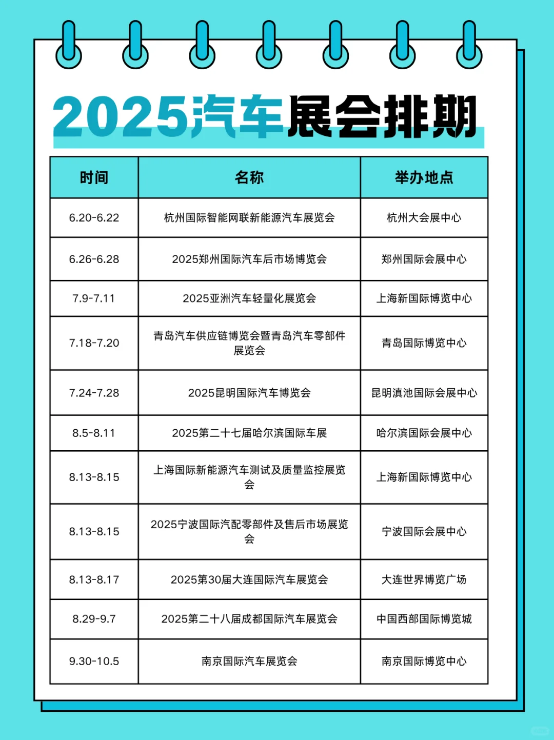 2025 汽车展会排期新鲜出炉啦?