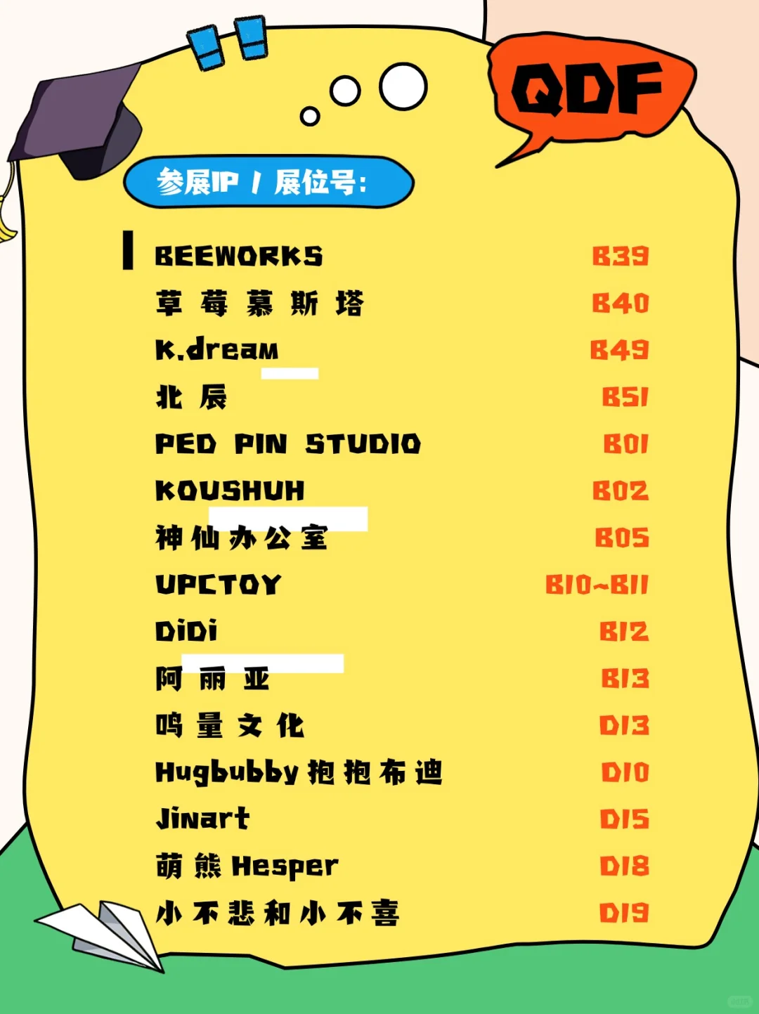 上海千岛·QDF展会 展位号大全！完整版