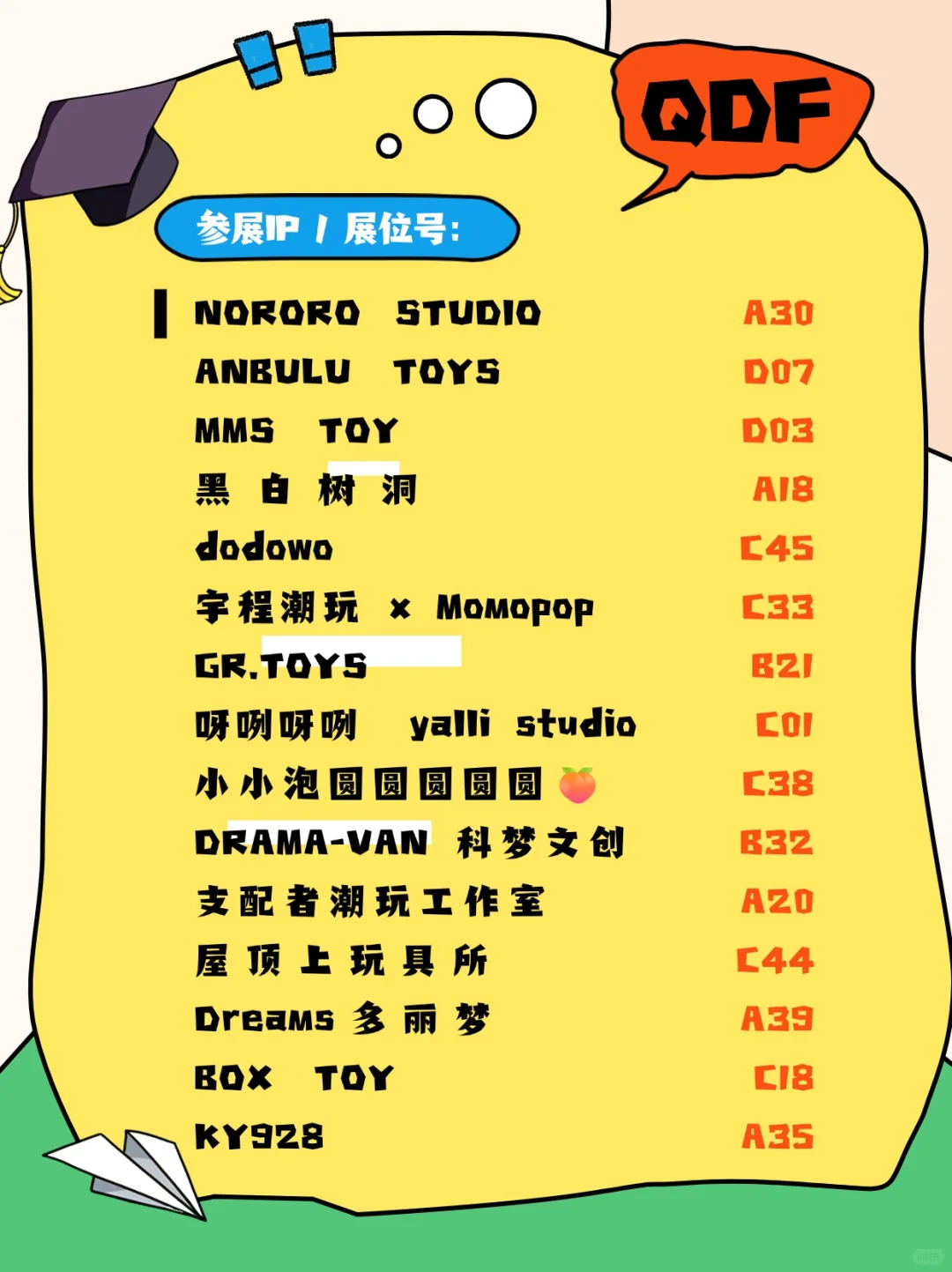 上海千岛·QDF展会 展位号大全！完整版