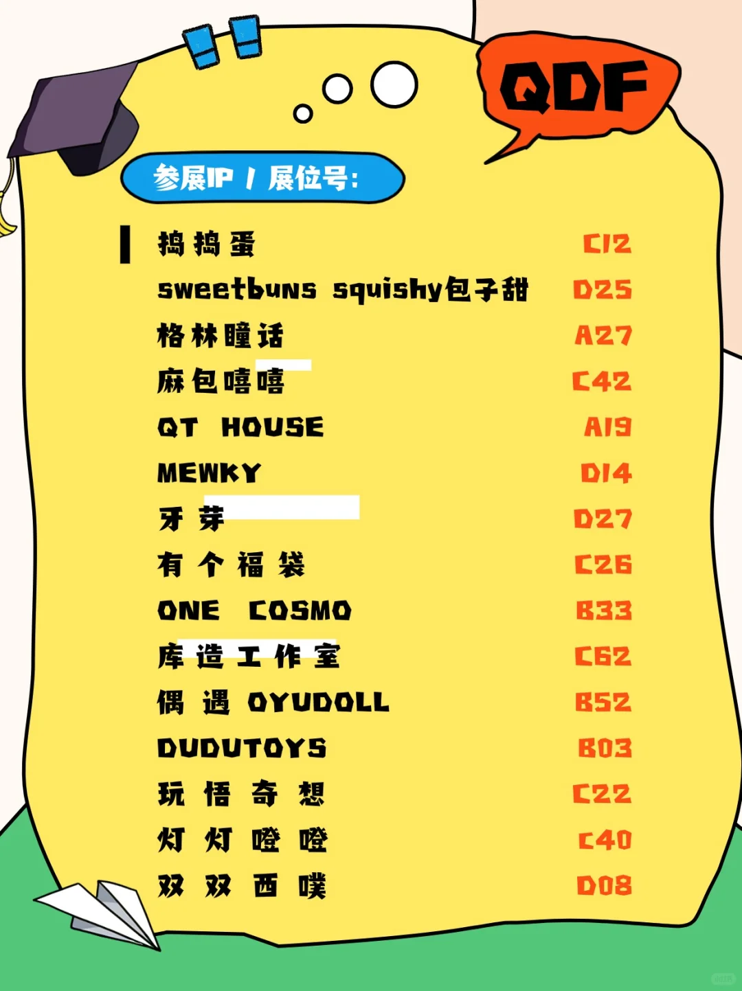 上海千岛·QDF展会 展位号大全！完整版