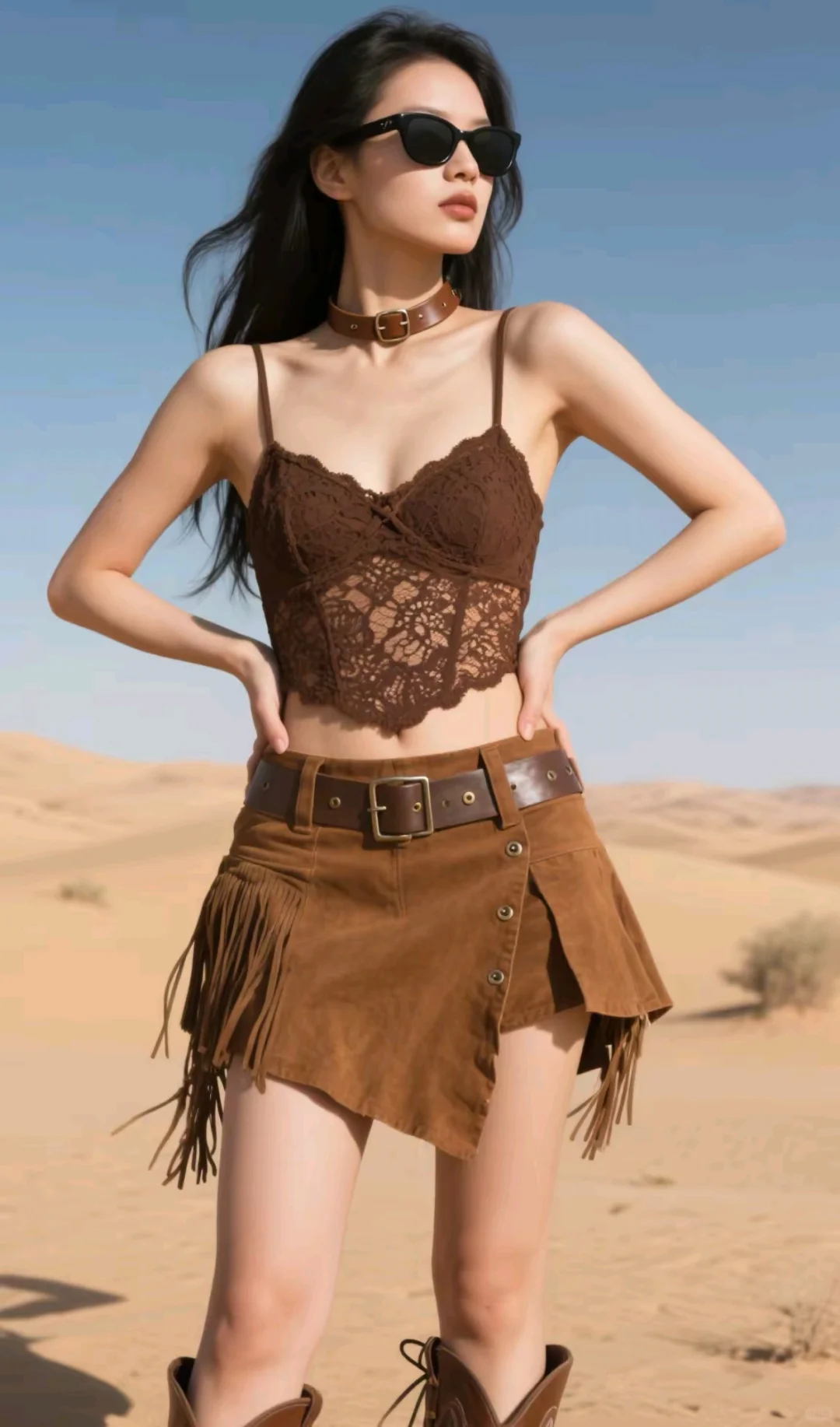 ?西部辣妹沙漠封神!这身搭配直接赢麻了