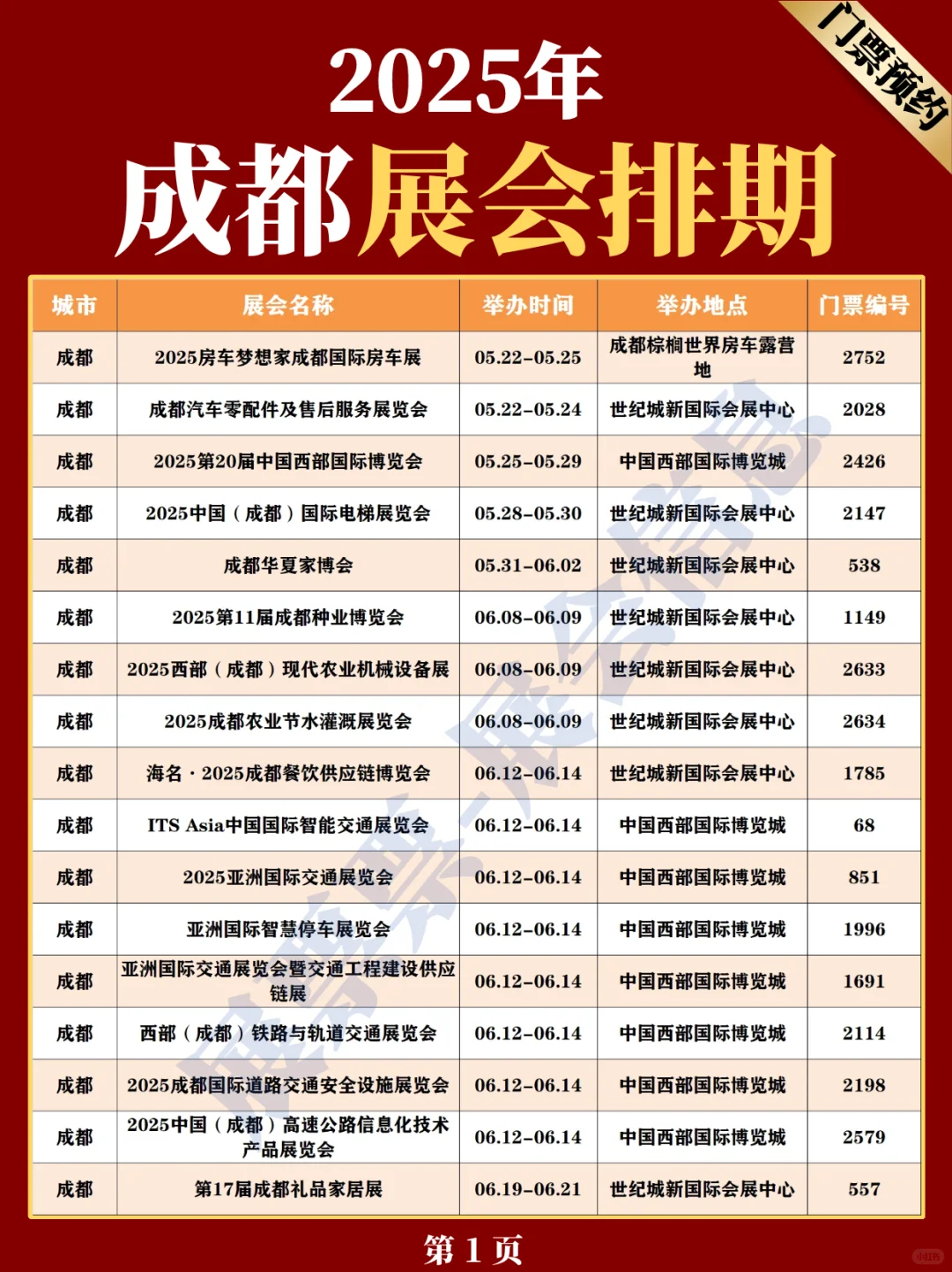 最新❗成都2025年展会排期表（5.20更新）